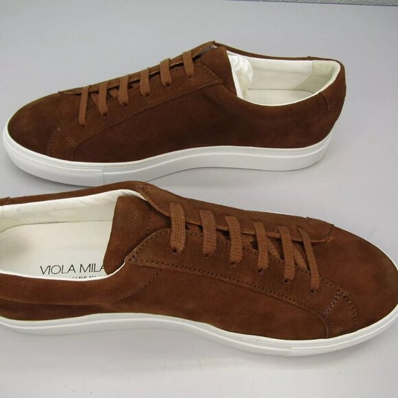 NEW VIOLA MILANO Mens Sport Club Sneaker Casual Tennis Shoe Polo Brown Suede - Picture 4 of 10